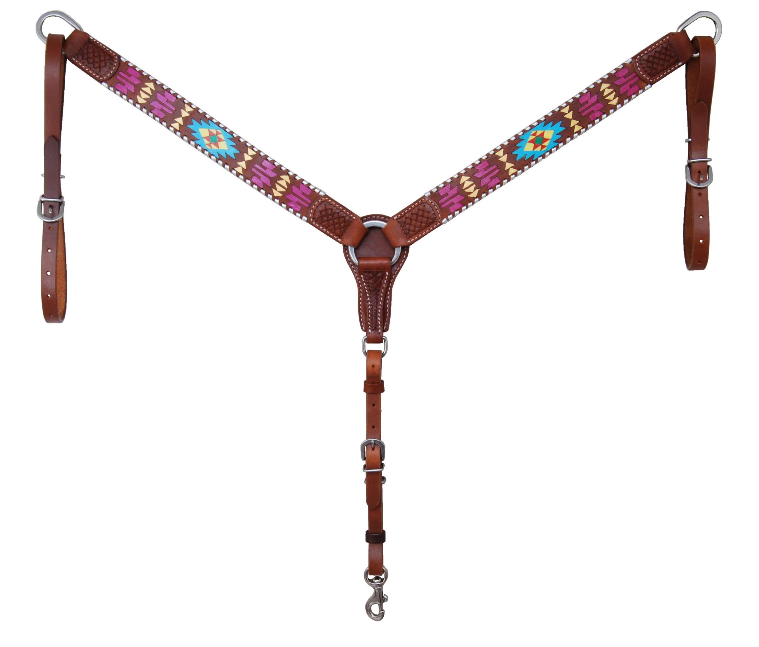 aztec multicolor criss cross whip stitch breastcollar